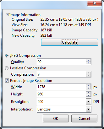 Le nouveau dialogue de compression d'image disponible dans Draw, Impress et Calc