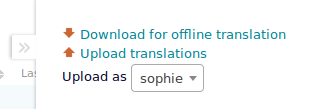 Screenshot Panel to download or upload off line translations