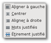 screenshot of the Fontwork Alignment submenu