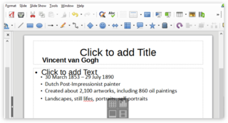 Знімок екрана застосування макетів у LibreOffice Impress на ПК