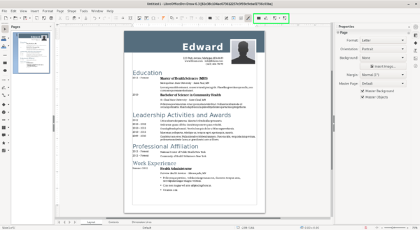 Starting redaction in Draw (Redaction toolbar is in the green rectangle)