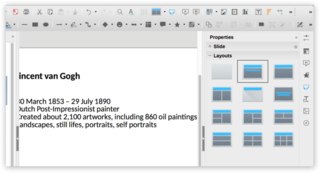 Screen capture of Layouts in LibreOffice Impress on a Mac