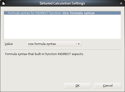 Caixa de diálogo para detalhamento das configurações de cálculo.