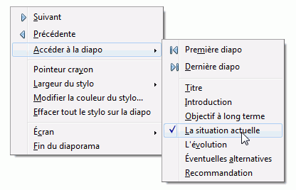 copie d'écran menu contextuel