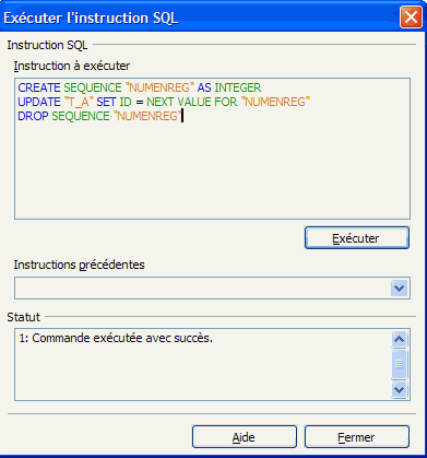 copie d'écran dialogue Outils SQL