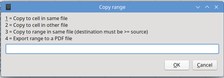 A dialog to choose 1 out of 4 alternatives to copy a range of cells in Calc.