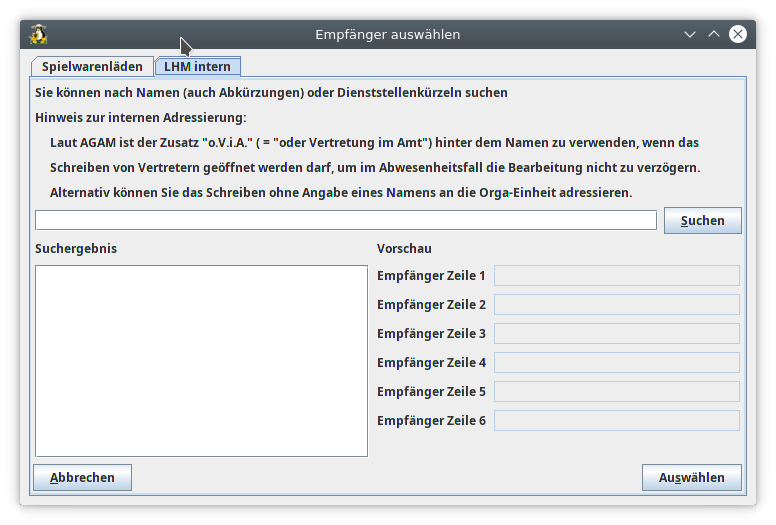 Select-recipient dialog