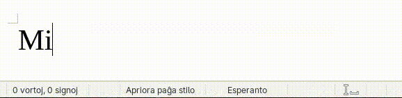 Demonstration of the automatic correction of x’s to circumflexes in an Esperanto text