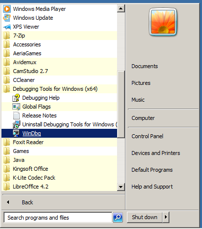 File:WinDbg in Windows Start Menu.png