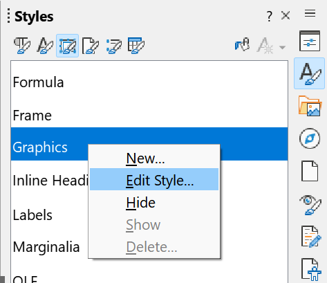 "Edit Style" in "Graphics" Frame style