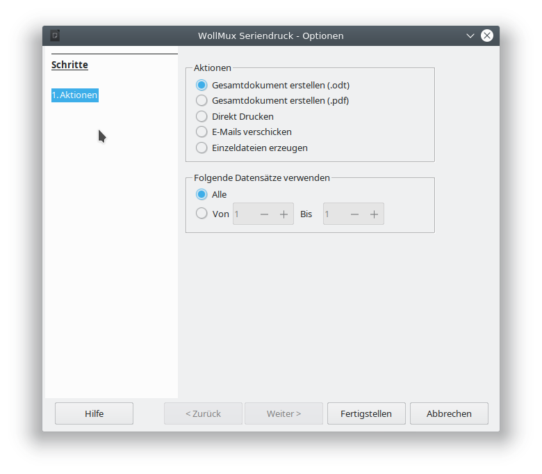 Print dialog of WollMux