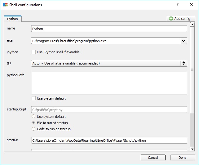 Pyzo - Shell - Shell configurations...