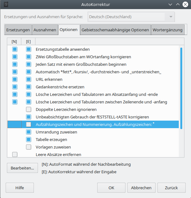 Disable automatic numbering in LibreOffice