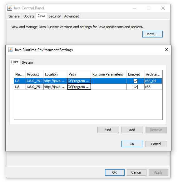 locate java control panel