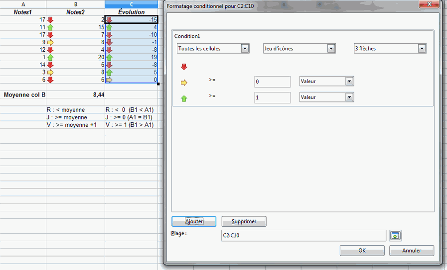 openoffice conditional formatting greater than less than