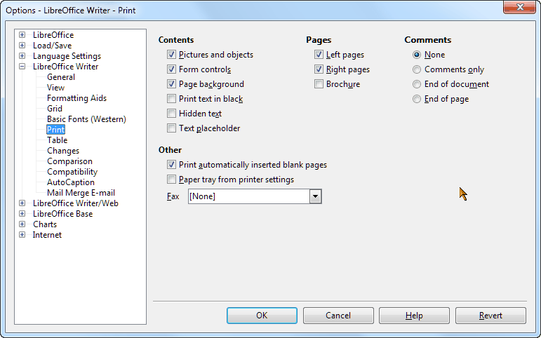 how to insert page breaks header libreoffice