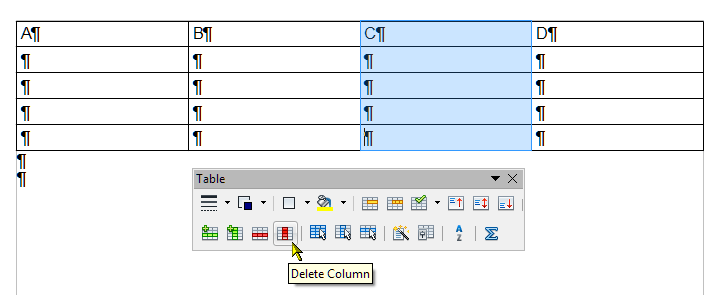 copie d'écran tableau 4 colonnes