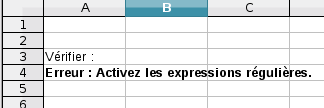 Calc: vérification des expressions régulières