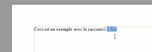 copie d'écran d'un exemple de raccourci comprenant un point