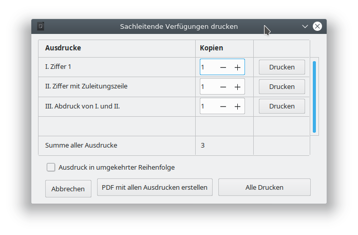 Dialog "Wollmux Comfort Print"