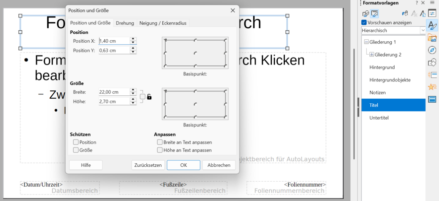 Masteransicht "Standard"