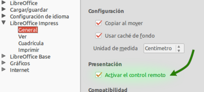 Options window