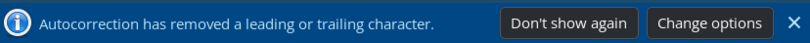 Infobar with the option to accept and never show again or to change the options
