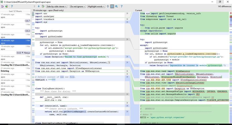 Historique des modifications de code source