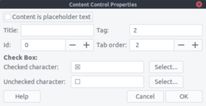 LibreOffice Dialog Eigenschaften der Inhaltskontrolle