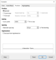 Character dialog - Position Tab