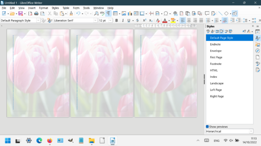 Image as a Watermark, three pages