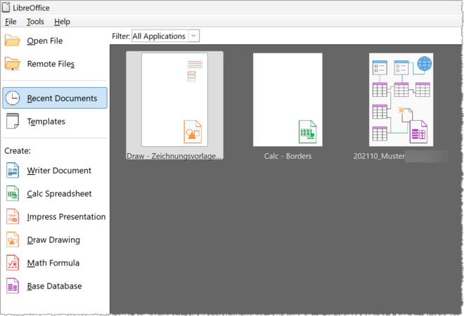 LibreOffice-Start - Recent Documents