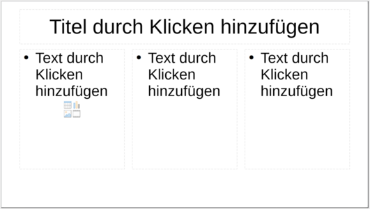 Benutzerdefiniertes Layout "Titel, 3 Inhalte"