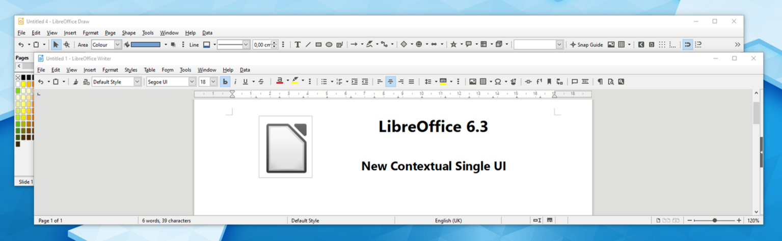 New Contextual Single UI for Writer and Draw.