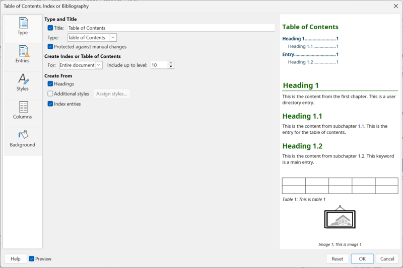 Creating a Table of Contents in Writer - The Document Foundation Wiki