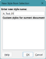 "New Style from Selection" dialog