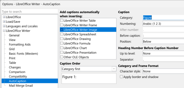 Setting image with "AutoCaption" in the dialog