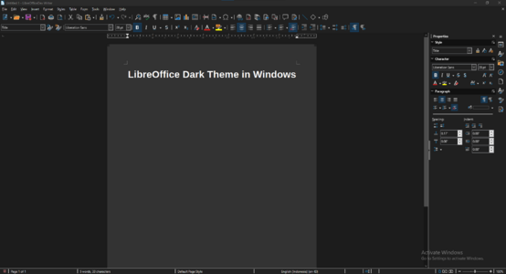 Dark LibreOffice in Windows