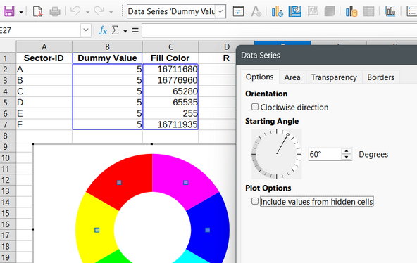 Dialog to set starting angle of pie chart