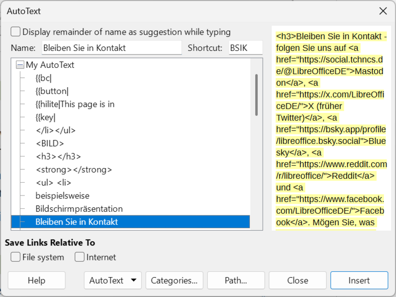 Text blocks in Writer - The Document Foundation Wiki