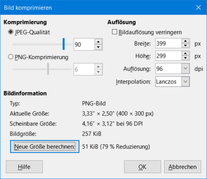 Dialog "Bild komprimieren"