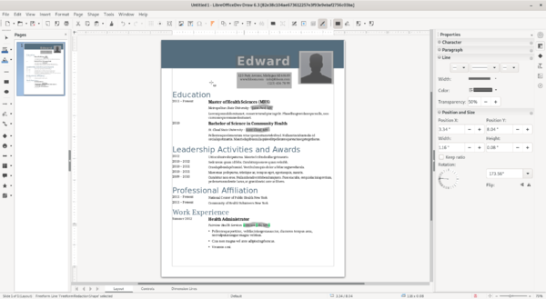 Скриншот всего редактируемого документа в LibreOffice