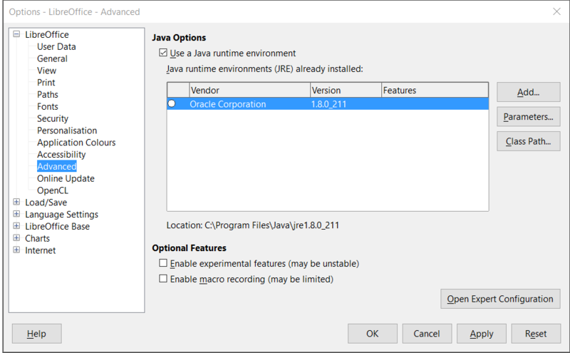 File:201905 ENLOHB Dialog box Options LibreOffice Advanced.png