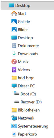 Windows Folder structure / Windows Ordnerstruktur