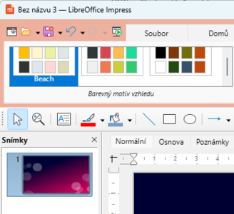 Barvy témat v nabídkové liště Impress