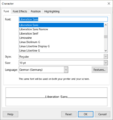 Character dialog - Font Tab