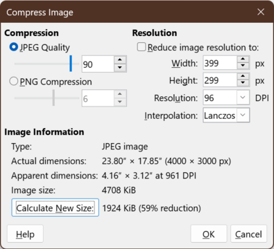 "Compress Image" dialog