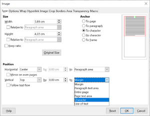 Anchoring and positioning options