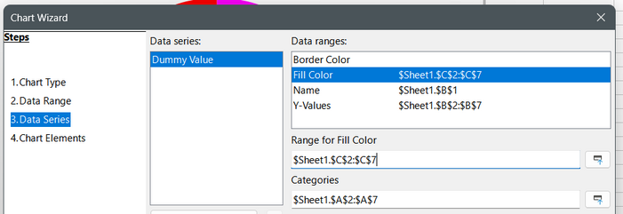 Chart wizard step 3, setting a data range for fill color