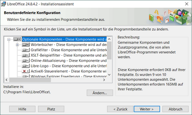 Benutzerdefiniert/Optionen